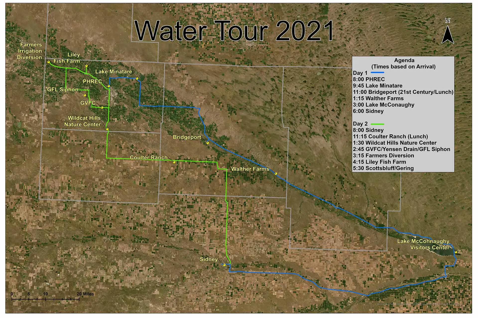 Map of 2021 Nebraska Water Tour