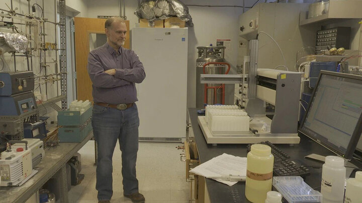 Person looking at laboratory equipment