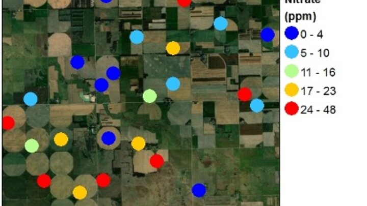 Example map of groundwater nitrate variability in Nebraska